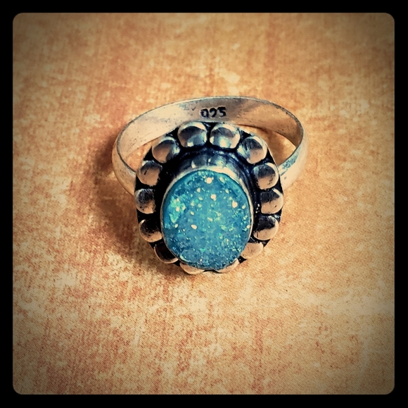 New Sugar Druzy Agate 925 Silver Ring. - Picture 2 of 8